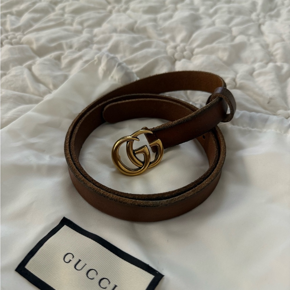 Brown and Gold Gucci Belt